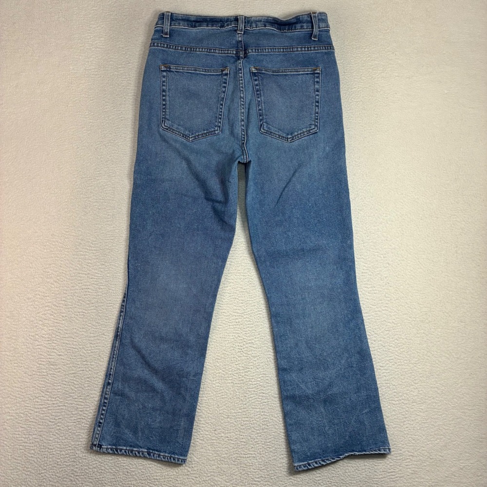 Khaite Benny Crop Flare Jeans Women 30x26 Blue High Rise Stretch Denim Designer - Picture 2 of 9